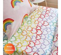 Catherine Lansfield Rainbow Hearts Cosy Fleece Double Fitted Sheet Pink