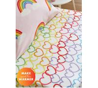 Catherine Lansfield 'Rainbow Hearts Fleece' Fitted Sheet in White | Size: Toddler Catherine Lansfield White Toddler
