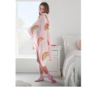 Catherine Lansfield Rainbow Hearts Cosy Fleece 90x125cm Hooded Blanket Pink