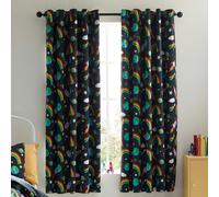 Catherine Lansfield Rainbow Rockets Fully Reversible 66x72 Inch Eyelet Curtains Two Panels Black