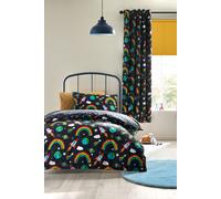 Catherine Lansfield Rainbow Rockets Reversible Duvet Cover Set Black - Single - Black