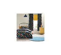 Catherine Lansfield Rainbow Rockets Reversible Junior Duvet Cover Set with Pillowcase Black