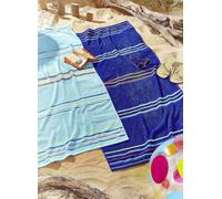 Catherine Lansfield Rainbow Stripe Cotton 75X50Cm Beach Towel Pair Blue/navy