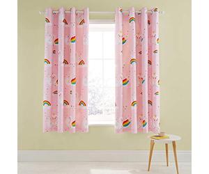 Catherine Lansfield Rainbow Swan Easy Care 66x72 Inch Eyelet Curtains Blue