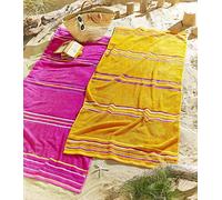 Catherine Lansfield Rainbow Twin Pack 100% Cotton Terry Beach Towel, Pink/Orange
