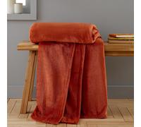 Catherine Lansfield Raschel Velvet Touch 130x170cm Blanket Throw Burnt Orange