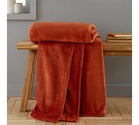'Raschel Velvet Touch' Blanket Throw Catherine Lansfield Burnt Orange 130cm x 170cm