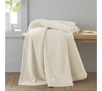 'Raschel Velvet Touch' Blanket Throw Catherine Lansfield Cream 130cm x 170cm
