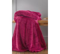 Catherine Lansfield Raschel Velvet Touch 130x170cm Blanket Throw in Bright Pink | Size: 130 cm x 170 cm Catherine Lansfield Bright Pink 130 cm x 170 cm