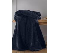 Catherine Lansfield Raschel Velvet Touch 130x170cm Blanket Throw Navy Blue