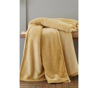 'Raschel Velvet Touch' Blanket Throw Catherine Lansfield Yellow 130cm x 170cm