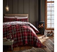 Catherine Lansfield Red Brushed Tartan Pair of Pillowcases Red