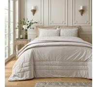 Catherine Lansfield Regal Soft Velvet Quilted Bedspread Cream - 220 x 230 cm - Cream