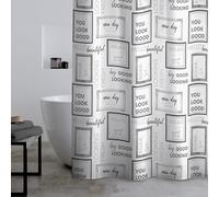 Catherine Lansfield Relax and Unwind 180x180cm Shower Curtain Grey/Black