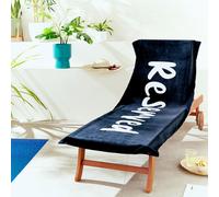 Catherine Lansfield Reserved Beach Sun Lounger Towel 78x200cm Black