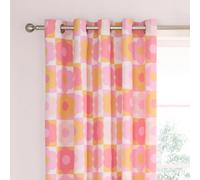 Catherine Lansfield Retro Daisy 66X72 Inch Fully Reversible Eyelet Curtains Two Panels Pink