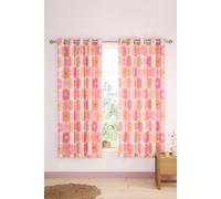 Catherine Lansfield 'Retro Daisy' Fully Reversible Eyelet Curtains in Pink | Size: 168 cm width x 183 cm drop Catherine Lansfield Pink 168 cm width x 183 cm drop
