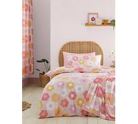 Catherine Lansfield Retro Daisy Reversible Double Duvet Cover Set with Pillowcases Pink