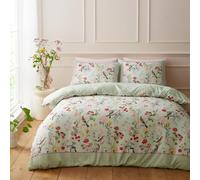 Catherine Lansfield RHS x Birds In Bloom So Soft King Duvet Cover Set with Pillowcases Green