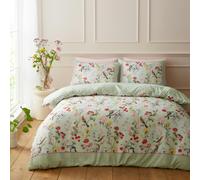 Catherine Lansfield RHS x Catherine Lansfield Birds In Bloom So Soft Duvet Cover Set Green - Double - Green