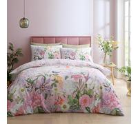 Catherine Lansfield RHS x Enchanted Butterfly Garden So Soft Double Duvet Cover Set with Pillowcases Pink