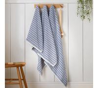 Catherine Lansfield Rice Weave Stripe Cotton Towel Blue - Hand Towel - Blue