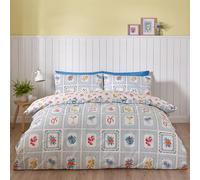 Catherine Lansfield Riviera Tiles Reversible Double Duvet Cover Set with Pillowcases Blue