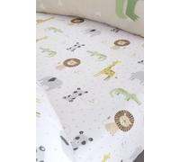 Catherine Lansfield 'Roarsome Animals' Fitted Sheet in Natural | Size: Junior Catherine Lansfield Natural Junior