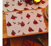 Catherine Lansfield Robins Two Pack Wipe Clean Cotton Placemats Red