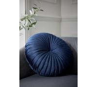 Catherine Lansfield Round Velvet Cushion in Navy | Charlies