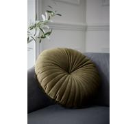 Catherine Lansfield Round Velvet Cushion in Green | Charlies