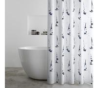 Catherine Lansfield Salcombe Boats 180x180cm Shower Curtain Panel White
