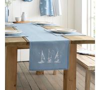 Catherine Lansfield Salcombe Boats Cotton 33X220Cm Dining Table Runner Blue