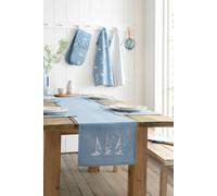 Catherine Lansfield 'salcombe Boats' Cotton 33X220Cm Dining Table Runner In Blue Blue One Size