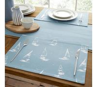 Catherine Lansfield 'Salcombe Boats' Cotton Dining Placemat 4 Pack in Blue Catherine Lansfield Blue