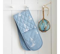 Catherine Lansfield Salcombe Boats Cotton Kitchen Double Oven Glove Blue