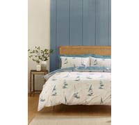 Catherine Lansfield 'Salcombe Boats' Reversible Duvet Cover Set in Light Blue | Size: Single Catherine Lansfield Light Blue Single
