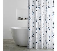 Catherine Lansfield Salcombe Boats 180x180cm Shower Curtain Panel White