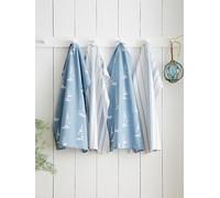 Catherine Lansfield Salcombe Boats Cotton 50x70cm Kitchen Tea Towel Pack of 4 Blue