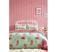 Catherine Lansfield 'Santa's Howdy Christmas' Reversible Duvet Cover Set in Green | Size: Double Catherine Lansfield Green Double