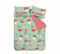 Catherine Lansfield Santa's Howdy Christmas Reversible King Duvet Cover Set with Pillowcases Green