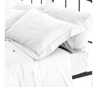 Catherine Lansfield Sateen White Set Flat Sheet + Pillowcase + Fitted Sheet 210 x 280 + 50 x 155 + 135 x 200 cm