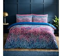 Catherine Lansfield Satin Animal Print Single Duvet Cover Set with Pillowcase Teal