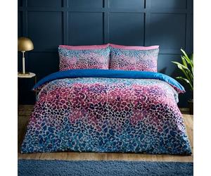 Catherine Lansfield Satin Animal Print Single Duvet Cover Set with Pillowcase Teal