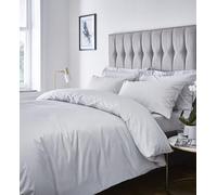 Catherine Lansfield Satin Stripe 300 Thread Count Double Duvet Cover Set with Pillowcases Grey