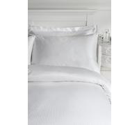 Catherine Lansfield Oxford Pillowcases Platinum Satin Stripe 300 Thread Count Cotton White Pair