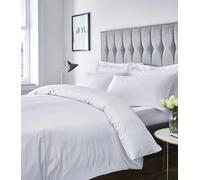 Catherine Lansfield Satin Stripe 300 Thread Count Super King Duvet Cover Set with Pillowcases White