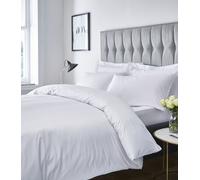 Catherine Lansfield Satin Stripe 300 Thread Count Super King Duvet Cover Set with Pillowcases White