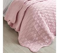 Catherine Lansfield Scallop Waves Quilted 240x260cm Bedspread Pink