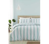 Catherine Lansfield Seafoam Cove Stripe Reversible Duvet Cover Set Blue